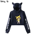 Gacha Life Crop Hoodie Sweatshirts Women Cat Pullover Girl Kawaii Harajuku Tracksuit