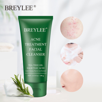 BREYLEE Acne Treatment Facial Cleanser Tea Deep Cleaning Whitening Shrink Pores Oil Control Remove Blackhead Moisturizing Care