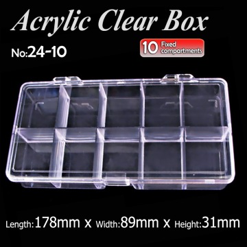 Acrylic clear Box 10 compartments for DIY Storage Organizer Nail Art Accessory Jewelry beads Crafts , portable container case