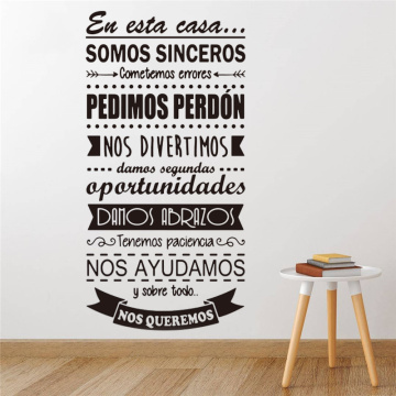 Spanish In This House Rule Wall Sticker Kids Room Bedoom Spanish EN AQUESTA CASA Family Love Quote Wall Decal Vinyl Decor RU148