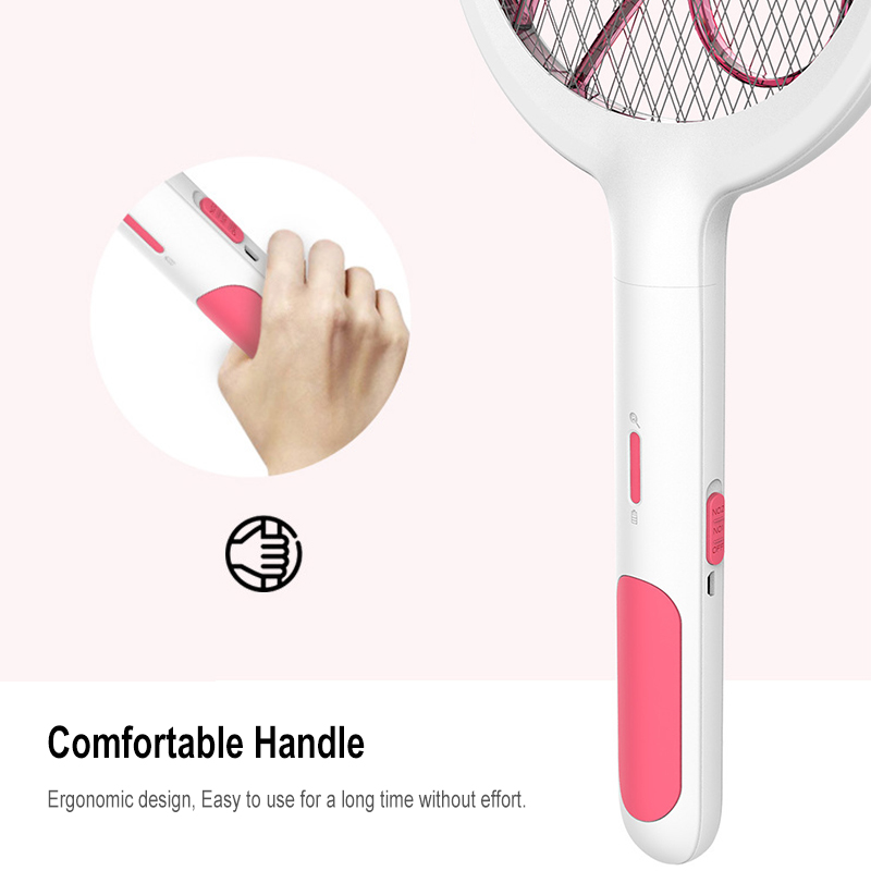 3000V Electric Insect Racket Swatter Zapper USB 1200mAh USB Rechargeable Mosquito Swatter Kill Fly Bug Zapper Killer Trap Light
