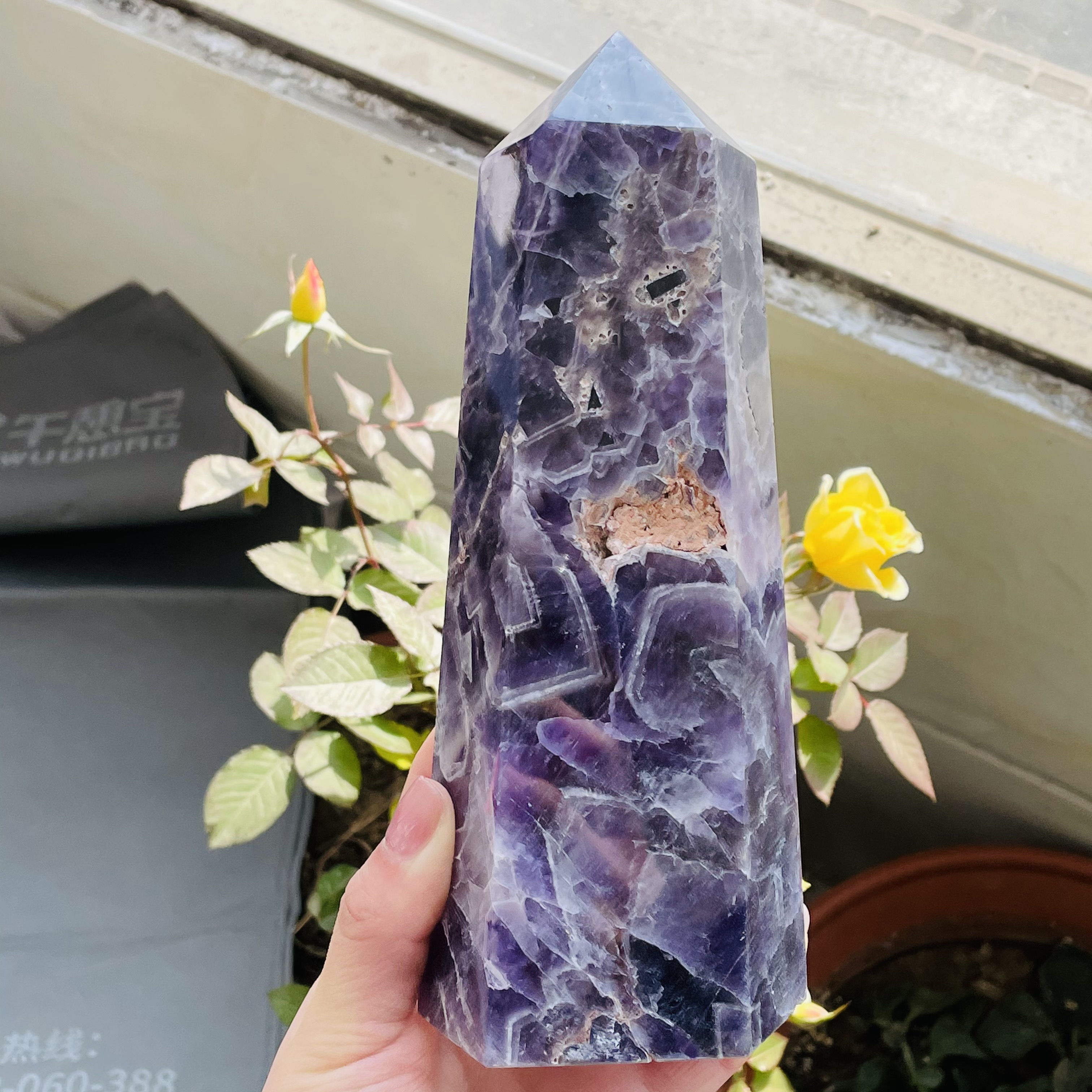300-1000g Natural Amethyst Quartz Crystal Wand Point Healing Obelisk Home Decoration(With Geode)