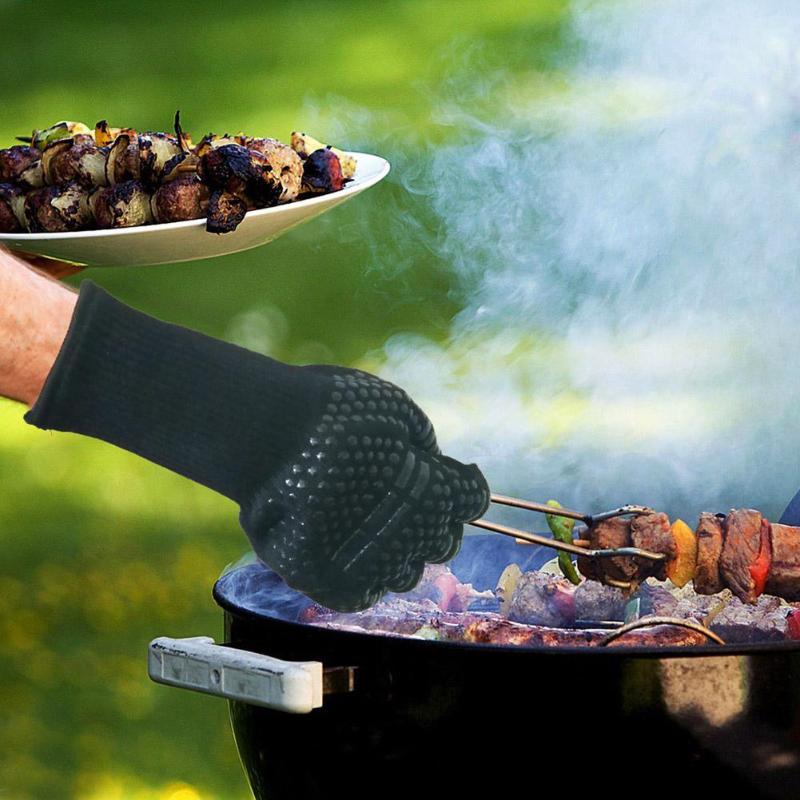 1Pair/1PC Heat Resistant BBQ Gloves For Cooking Baking Grilling Oven Mitts kitchen Tool Thick Silicone Barbecue Gloves Promotion