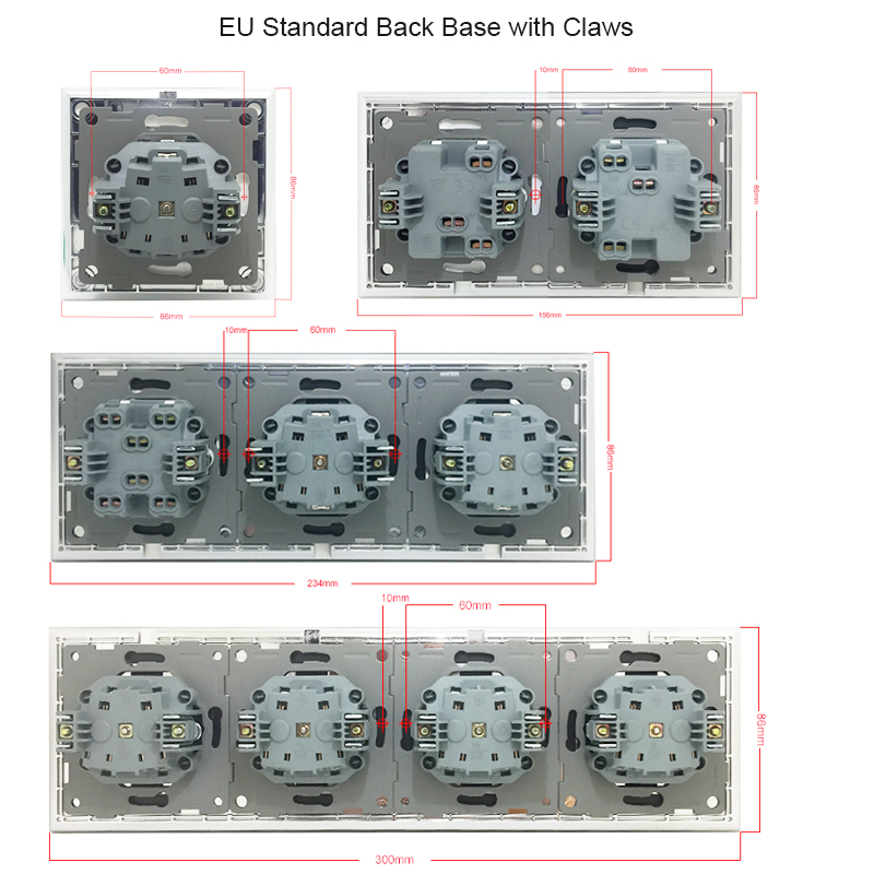 EU DIY Black Crystal Glass Push Button Reset Curtain USB Cat 6 EU French Switch Socket Round Back Wallpad L6 Fit EU Box