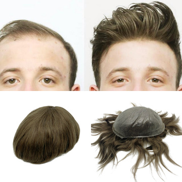 thin skin wig human hair men toupee good quality hair piece men free shipping