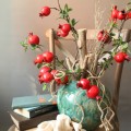 Fake Artificial Rose Fruit Pomegranate Berries Red Yellow Bouquet Floral Garden Home Decor Berries diy Artificial flowers