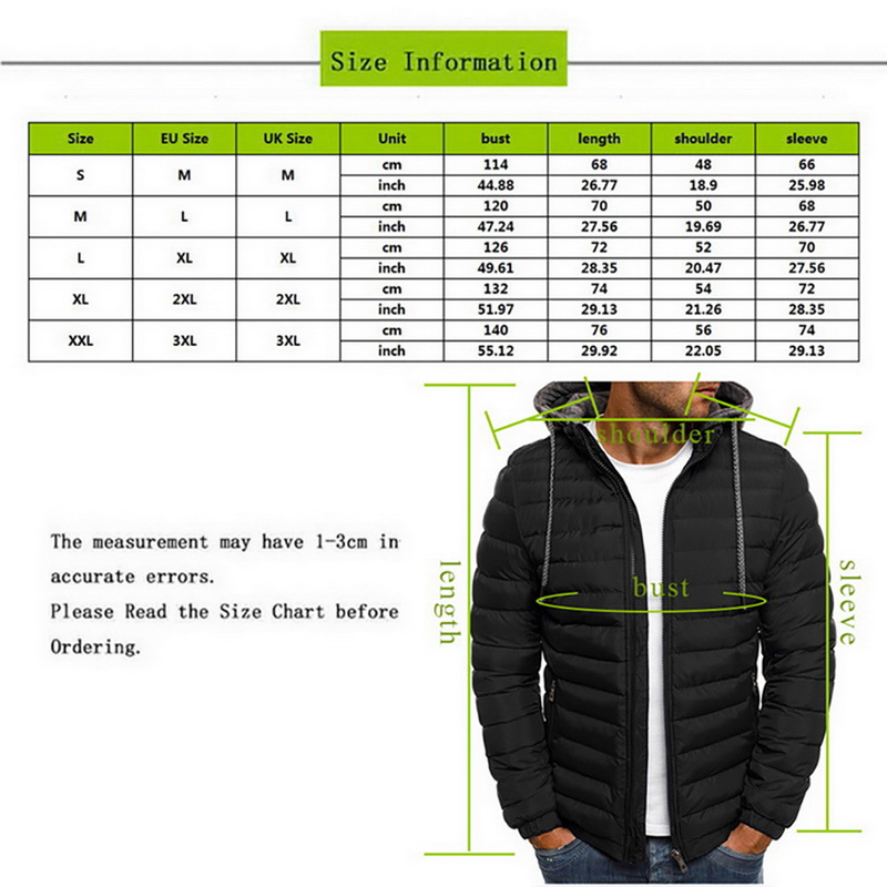 Lightweight Warm Winter Jacket Men Parkas Mens Striped Solid Zipper Pocket Trench Cotton Hoody Parkas Male 2019 Clothing