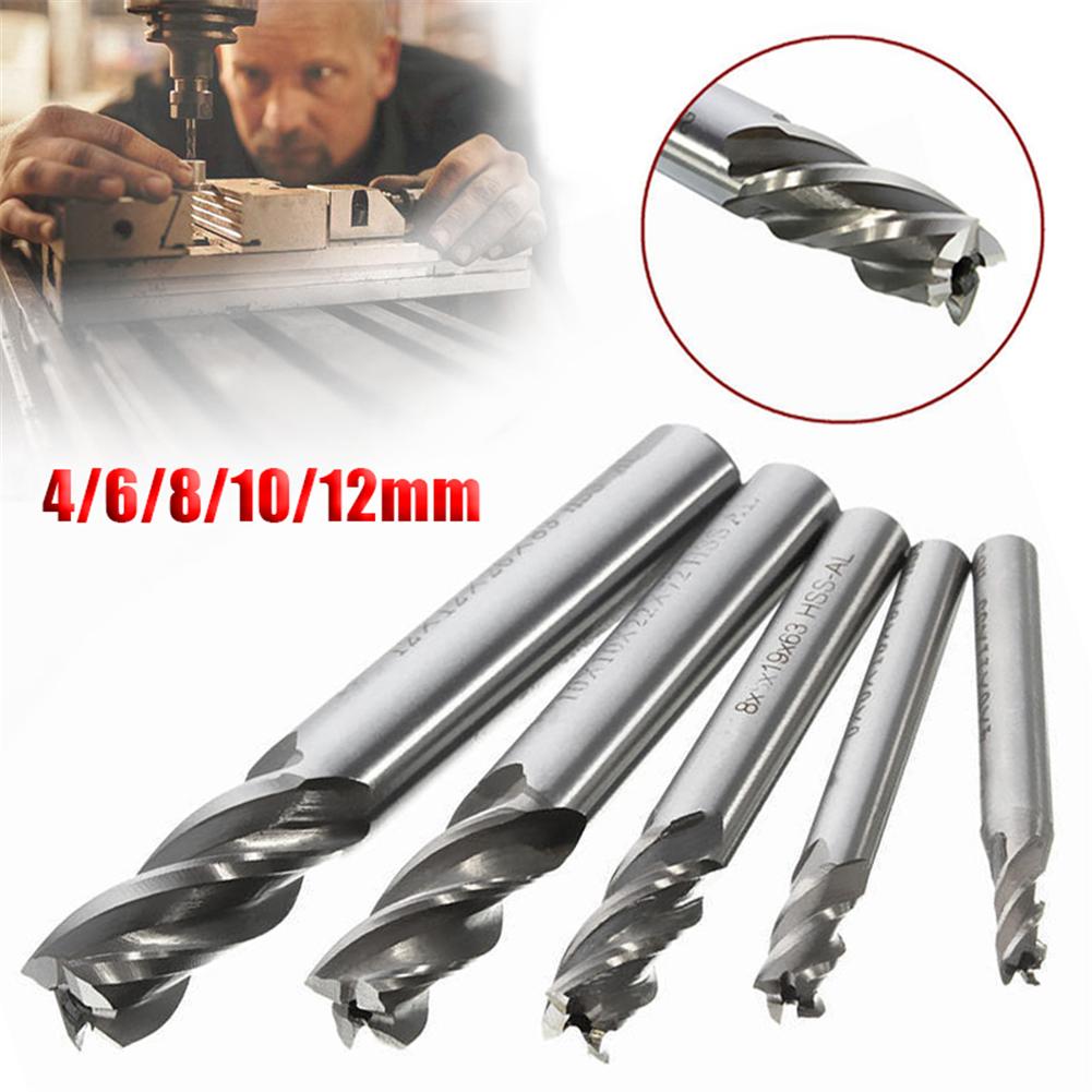 HSS-AL Straight Shank 4 Flute Tough Metal End Processing Mill Cutter Drill Bit For Wood Carbide Router Tool 4/6/8/10/12mm