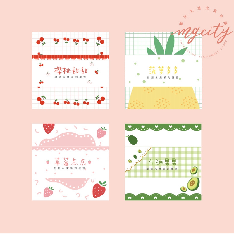 Lovely Cherry Strawberry Memo Pad Kawaii Stationery Sticky Notes Paper Bookmarks School Office Supplies