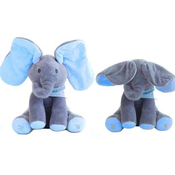 Elephant Electric Toy Ears Move Music Baby Animal Hide And Seek Cat Soothing Doll Elephant Dog Rabbit Plush Toy