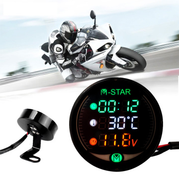 LED 3-in-1 Motorcycle Meter 12V Waterproof Time Temperature Voltage Display Table For Honda CRF 250 450 X 230F XR 230 250 400