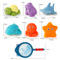 7Pcs Baby Bathroom Fishing Toys Finding Water Squeeze Sound Soft Rubber Play Animals Bath Discoloration Funny Toys For Kids Hot