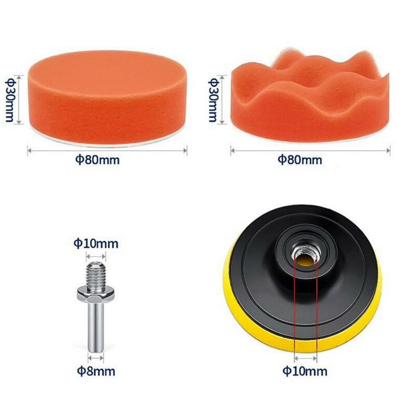 11Pcs/Set 3inch Car Polishing Disc Self-Adhesive Buffing Waxing Sponge Wool Wheel Polishing Pad for Car Polisher Drill Adapter