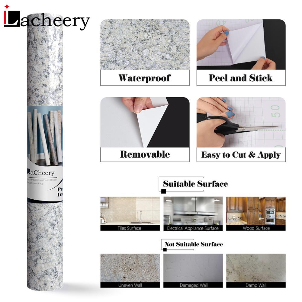 Self Adhesive Waterproof Marble Table Stickers Bedroom Bedside Cupboard Wallpaper Home Decor Kitchen Cabinets Renovation Decals