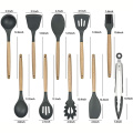 Kitchen Utensils Silicone Cooking Utensils Set 11-Piece with wood Handles for Non-Stick and Heat Resistant Cookware Set