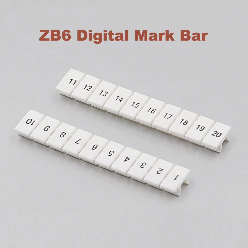 10pcs ZB6 Digital marker strip Din Rail Terminal Block UK5N UDK4 UKK5 UK5-TWIN bornier Mark bar morsettiera terminals label ZB-6