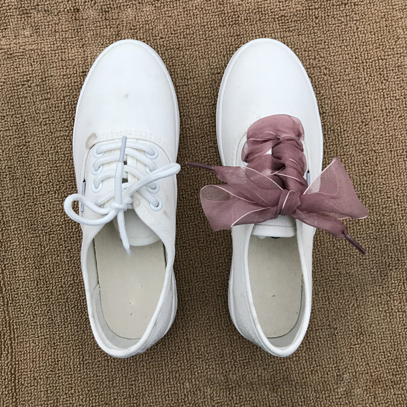 1 Pair Shoe Accessories Shoes Laces Shoelaces Shoes Rope Shoe Tie 4cm Wide Candy Color Flat Satin Silk Ribbon Lace Strings