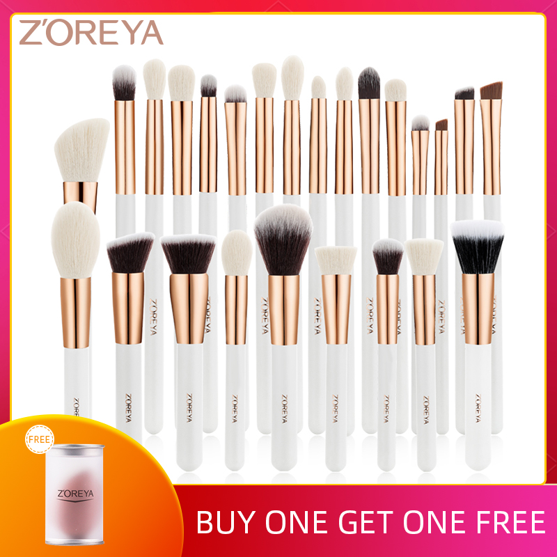 Zoreya 10-25pcs Black Makeup Brushes Set Kit Eye Shadow Foundation Professional Powder Concealer Contour Blending Brush Classic