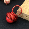 MANILAI Fashion Red Stoving varnish Acrylic Elegant Handmade Rings Women Wire Spiral Finger Statement Rings Party Accessories