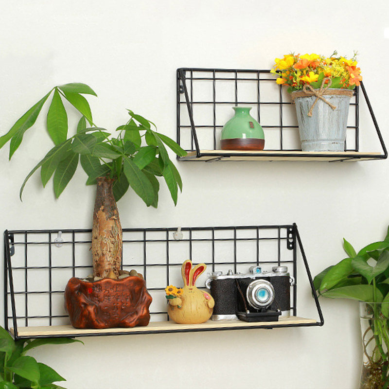 Hanging Rack Iron Frame Sundries Shelf for Wall Holder Display Storage Box Mesh Wire Metal Room Organizer Flower Wall Stand