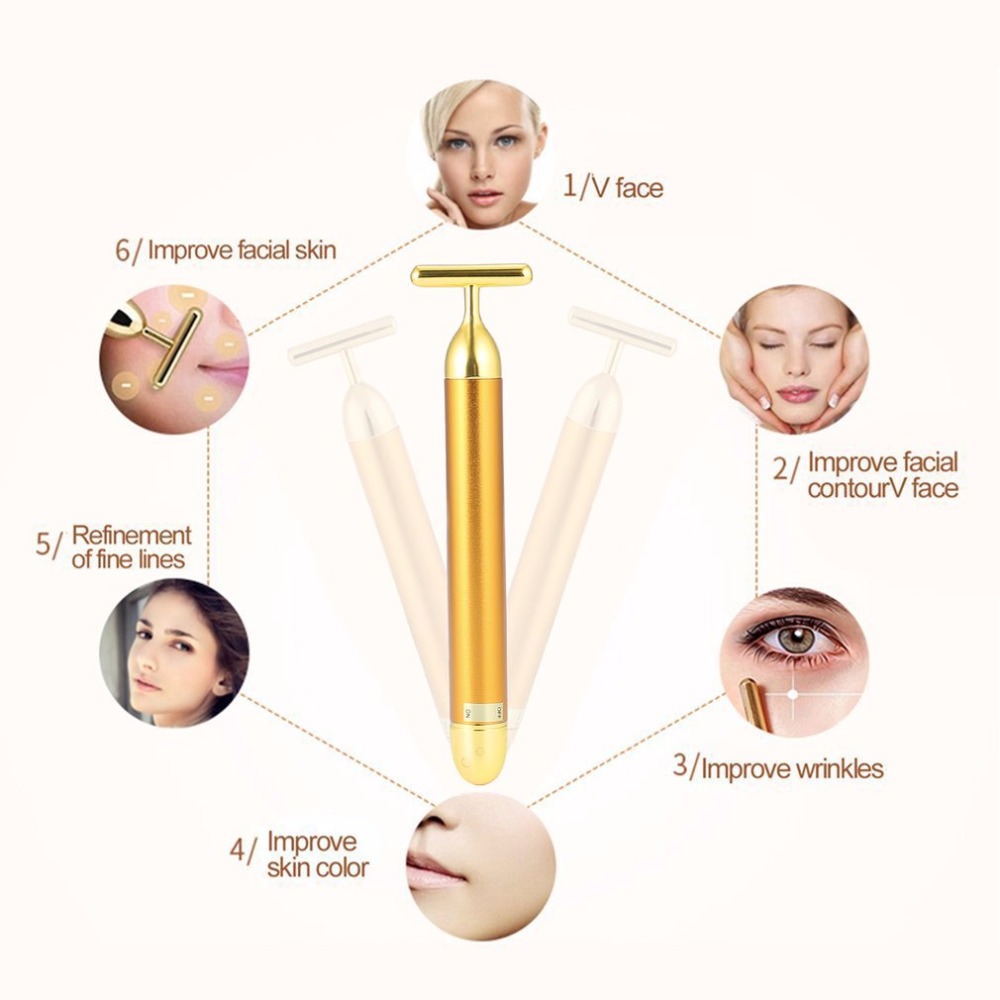 Small Size Facial Beauty Tool Facial Massager T Shape Facial Beauty Care Vibration Facial Beauty Massager Energy Vibrating Bar