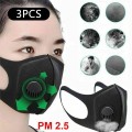 3PC Black Cycling Mask Breathable PM2.5 Filter Face Mask Adult Washable Reuse Fasemask Anti-dust masker Face Jewelry Bandage