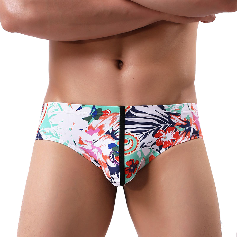 Men's Underwear Flower Leopard Print Ice Silk Breathable Men's Briefs Sexy and Comfortable Cuecas Underpants Men