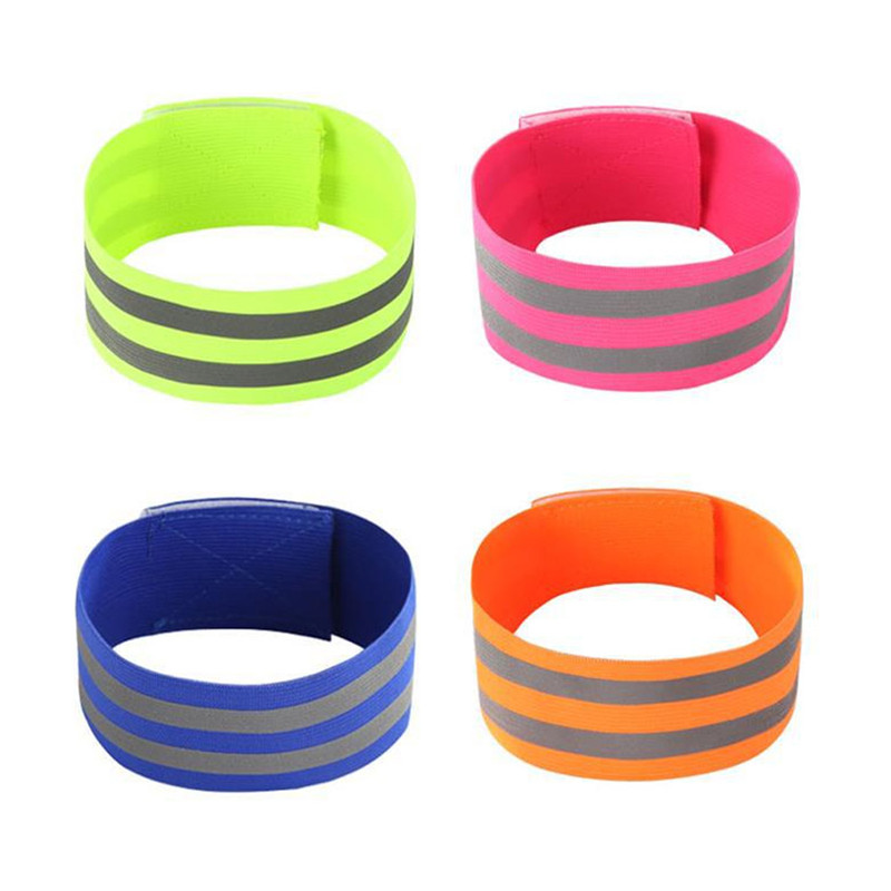 1 Pair Reflective Bands Elasticated Armband Wristband Support Ankle Straps Safety Reflector Tape Straps Night Jogging Walking