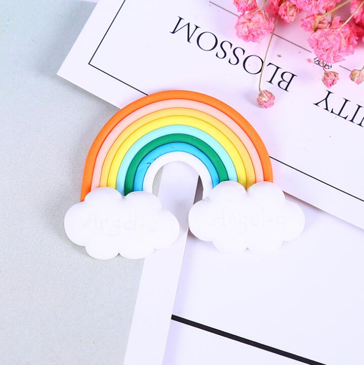 10pcs/lot Beautiful Polymer Clay Rainbow With Cloud Craft Cabochon Phone Decoration Diy Accessories