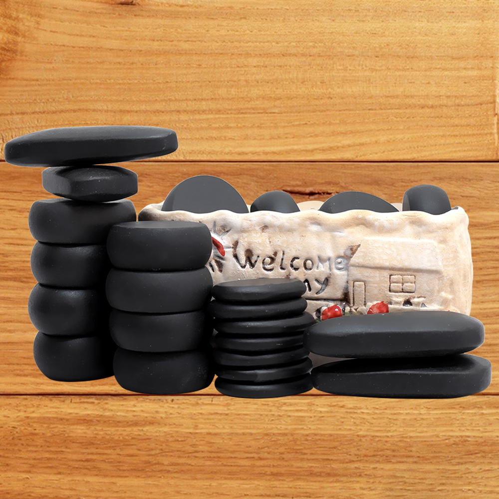 Tontin 20pcs/set Hot Stone Massage Set Heater Box Relieve Stress Back Pain Health Care Lava Basalt round massage tool Stones