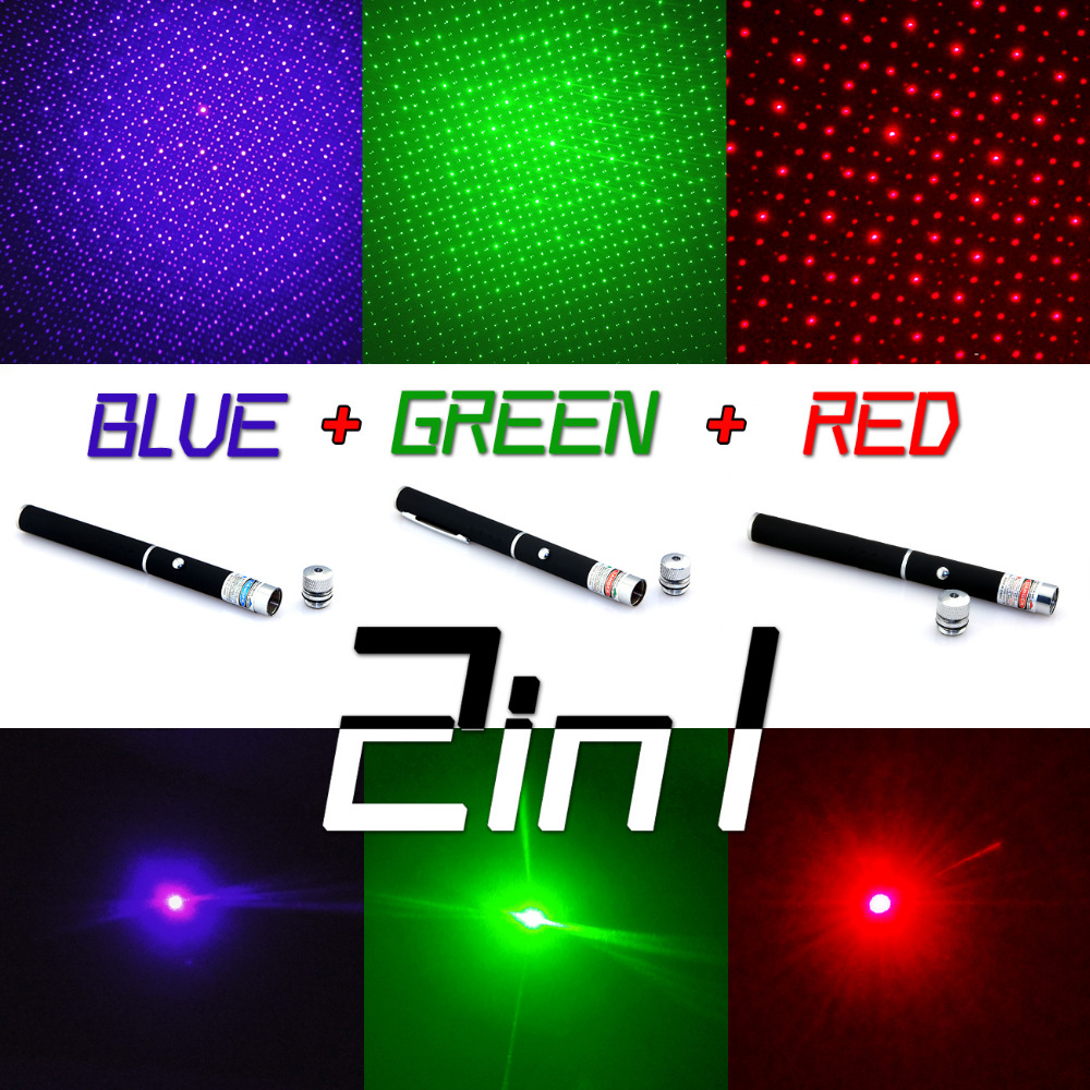 New Laser Pointer Pen 2in1 Puntero Laser 5mw Powerful Caneta Laser Green/Red/Blue Violet Lazer Verde With Star Cap For Office