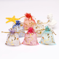 50pcs Hearts Design Organza Bags Drawable Wedding Party Decoration Gift Bags Pouches Jewelry Packaging Bags 7*9/9*12/11*16cm