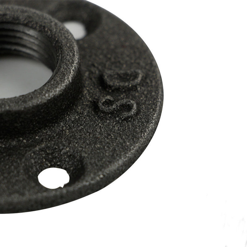 1pc 1/2",3/4" Thread Iron Pipe Fittings Wall Mount Floor Antique Flange Piece Hardware Tool Black