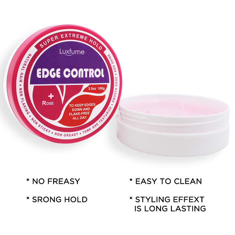 Hair Wax Cream Edge Control Pomade Hair Styling Cream Broken Hair Finishing Anti-Frizz Hair Fixative Gel Edge Control Rose 100g