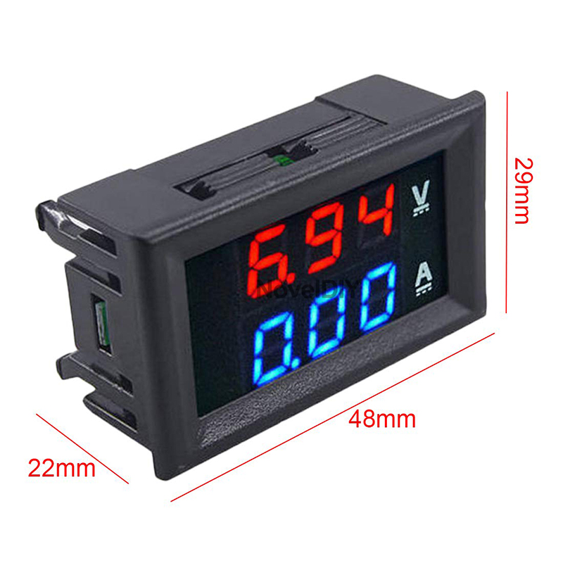 0.56 inch Mini Digital Voltmeter Ammeter DC 100V 10A Panel Amp Volt Voltage Current Meter Tester Blue Red Dual LED Display