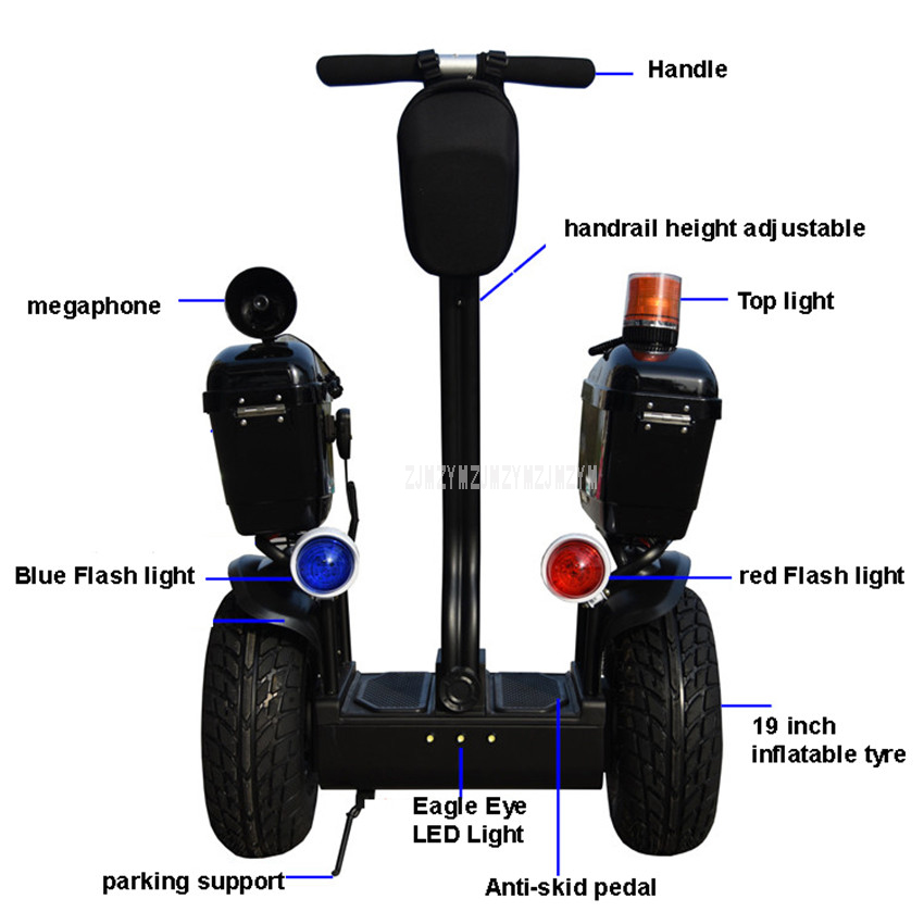 19 inch Hoverboard Two Wheel Electric Self Balancing Scooter Off-road Property Patrol Bluetooth Speaker 36V Battery Mileage 20km