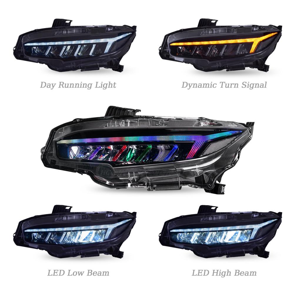 HCMOTIONZ LED RGB Headlights For Honda Civic 10th Gen 2016-2021