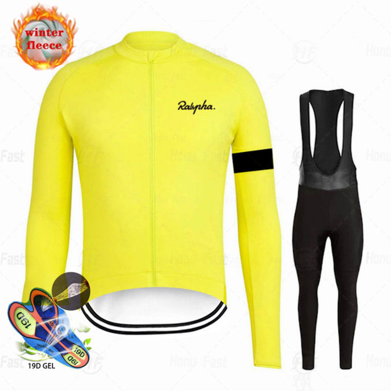 2020 New Raphaful Winter Thermal Fleece Long Sleeve Jersey Men's Ropa Ciclismo Cycling Set MTB Cycling Clothing Bib Pants Set