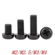 50pcs/lot Black Plastic Nylon M2 M2.5 M3 M4 Round Pan Phillips Head Screw Bolt