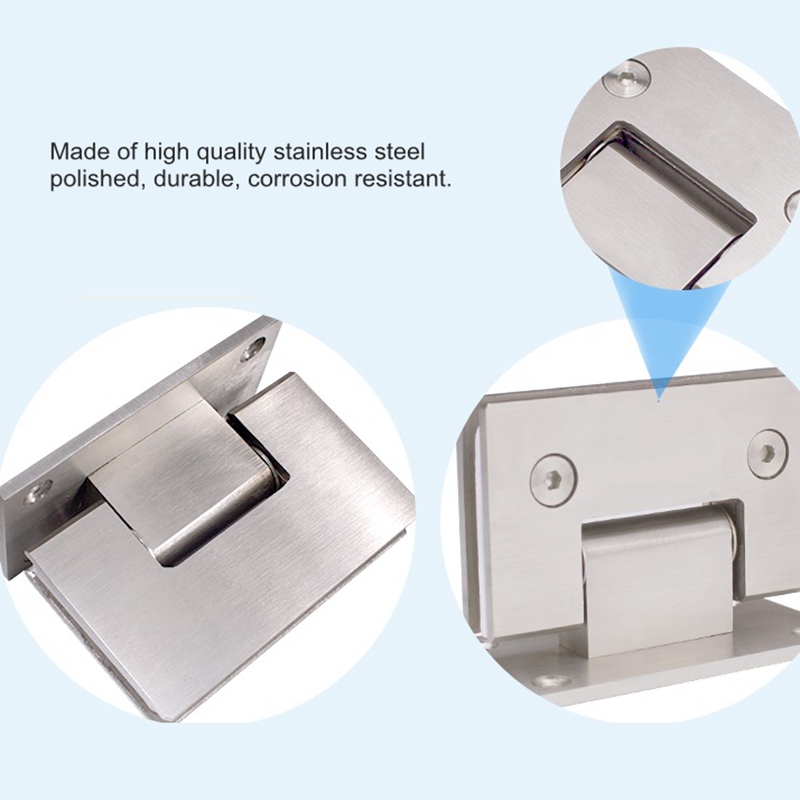 Pack of 2 Stainless Steel 90 Degrees Glass Clamp Shower Room Glass Door Hinge Replacement Part Wall-to-Glass Frameless Pull Door
