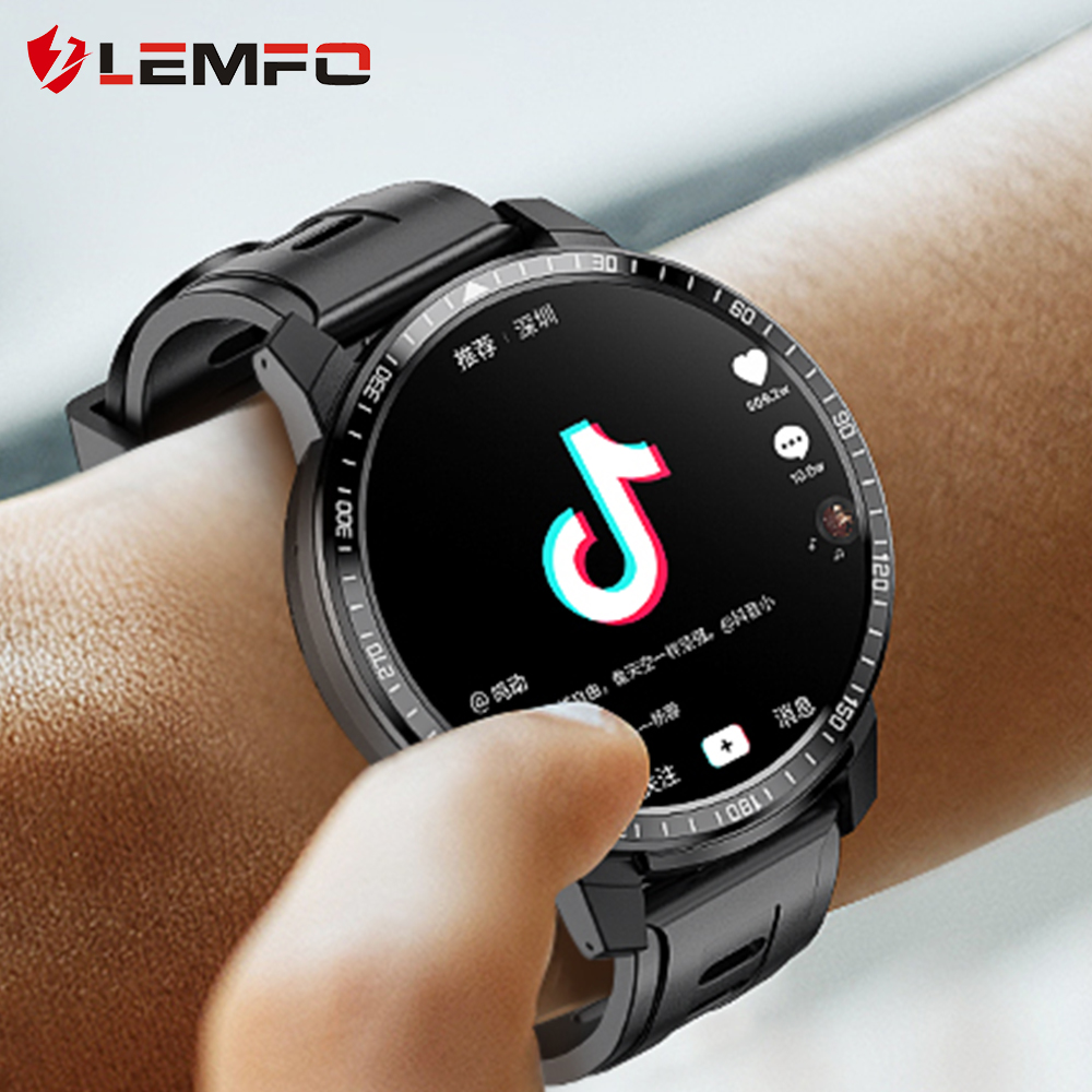 LEMFO LEM12 Smart Watch 4G 1.6 inch Full Screen OS Android 7.1 3G 32G Face ID LTE 4G Sim Camera GPS WIFI Heart Rate Android Men