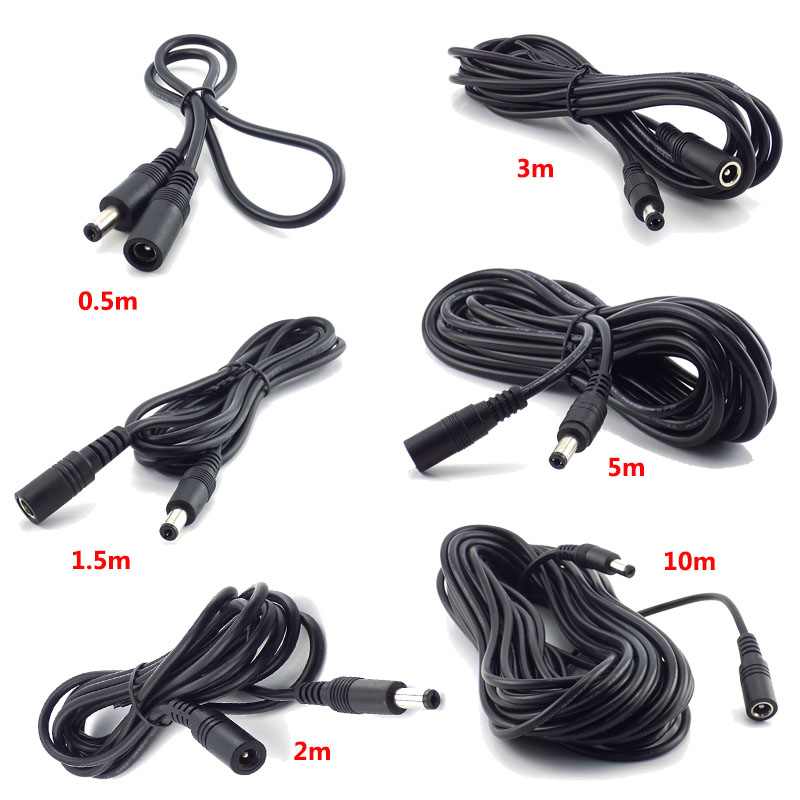 DC Power Cable Extension Cord Adapter Female to Male Plug 5.5mmx2.1mm Power Cords For CCTV Camera Home Security Strip Light