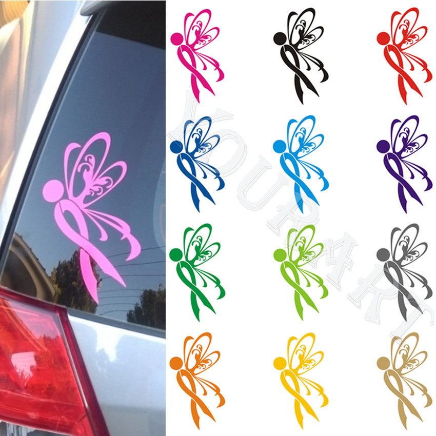 Vinyl Decals Car Sticker Butterfly Pink Ribbon Breast Cancer Awareness Survivors Gift Bumper Sticker Lazo Rosa Cancer De Mama