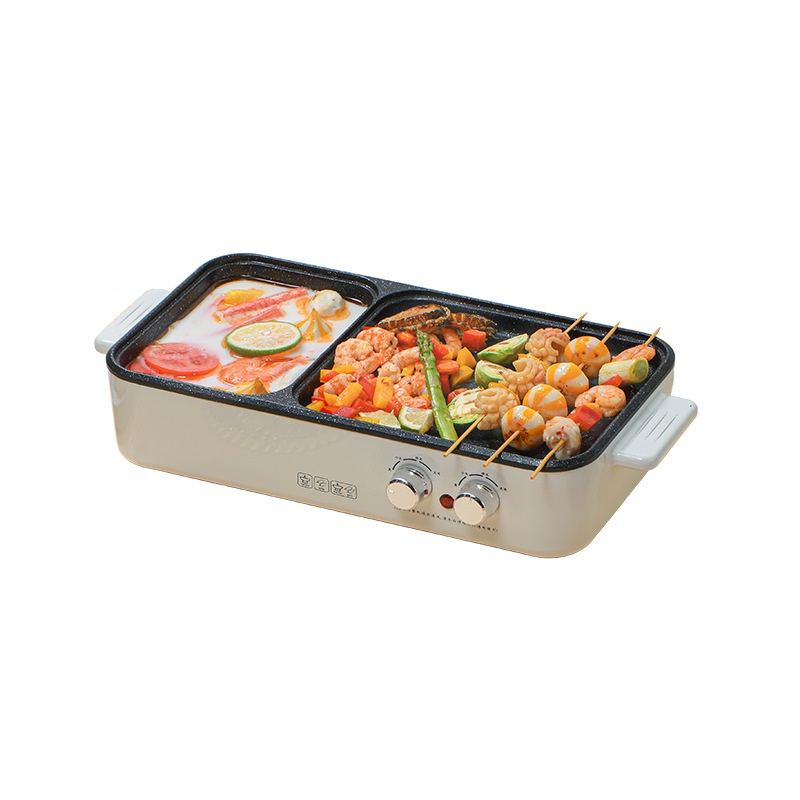 Multifunction Grill Baking Pan Electric Frying Machine Household Mini One-piece Pot Dual Control Switch Non-stick Coating Hot