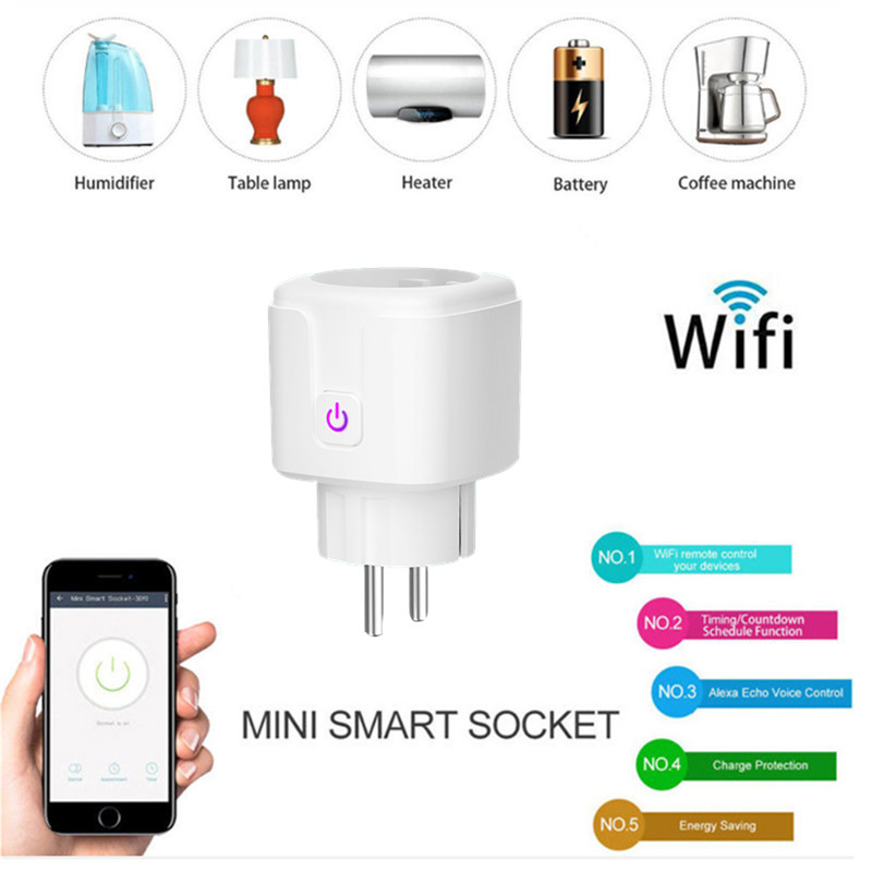 WiFi Smart Plug EU US UK Adapter Wireless Remote Voice Control Power Energy Monitor Outlet Timer Socket for Alexa Google Home
