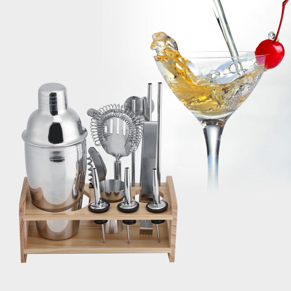 Professional Bartender Set 12Pcs 550ML Cocktail Shaker Set Hand Shaker Drink Fancy Jug Wine Mixer Party Bar Set Brewing Kit