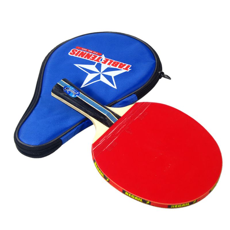 Long Handle Shake-hand Table Tennis Racket Ping Pong Paddle + Waterproof Bag Pouch Red Indoor Table Tennis Accessory