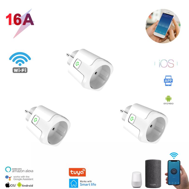 Home Fire Retardant PC 16A WIFI Wireless Remote Socket Plug Voice Control Smart Timer Plug Smart Power Smart Socket For Homekit