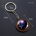 12 Zodiac Sign Keychain Astrology Jewelry Constellation Wood Art Key Chain Car Key Ring Christmas Gifts Wholesale