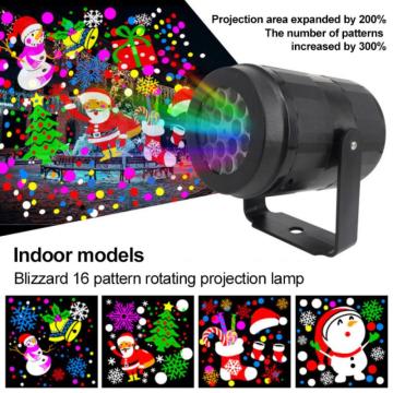 16 Patterns Projector Light New Year LED Laser Christmas Snowflake Elk Projection Lamp Disco Stage Light For Party KTV Bars